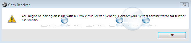 Citrix receiver protocol driver error